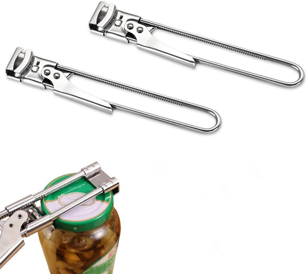 CATPAN 2 PCS Adjustable Multifunctional Stainless Steel Can Opener, Adjustable Grip Jar Opener Retractable Bottle Opener, Manual Can Openers Jar Lid Gripper Cover Remover Kitchen Gadget (A)