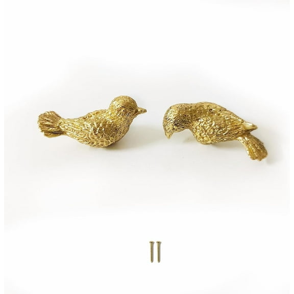 CATPAN 2 Pack Bird Animal Cabinet Knobs Brass,Decorative Modern Pull Knobs for Dresser Drawers Cabinet Laundry Room Kitchen (A)