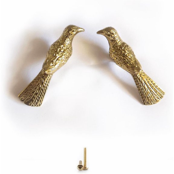CATPAN 2 Pack Bird Animal Cabinet Knobs Brass,Decorative Modern Pull Knobs for Dresser Drawers Cabinet Laundry Room Kitchen (C)