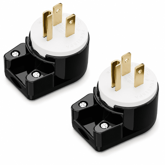 CATPAN 2 Pack Replacement Plug, NEMA 5-15P 3-Prong 15A 125V Male Plug End,ETL ListedCord Repair Plug with Brass Prongs for  12~18AWG SJT/SVT Cord,Industrial Plug