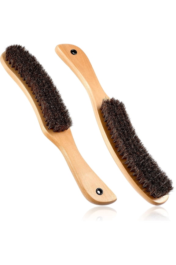 2 Pcs Felt Hat Brush Wooden Cowboy Hat Horse Hair Brush for Cleaning Removes Dust Stains Hair, Cap Clothes Furniture Clean Supplies