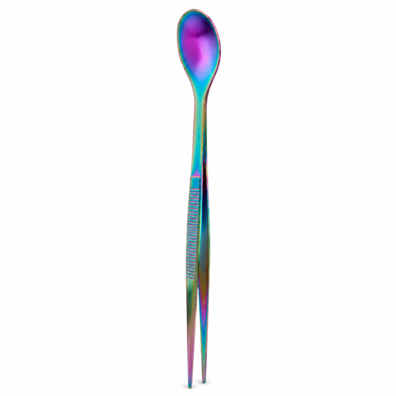 CATPAN 2-in-1 Spoon Tweezers, Rainbow Stainless Steel,Multi-Functional Kitchen Utensi,Precision Serving Tongs, Spoon End Plating Tweezers for Sushi, Fruit, Barbecue, Dessert, Hot Dishes, 17.2 cm