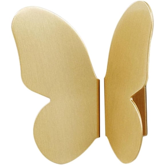 CATPAN 2PCS Butterfly Cabinet Knobs, Gold Butterfly Single Hole Knob Half Moon Knob Brushed Brass Wardrobe Knobs Art Deco Handle for Cabinets Children's Room Decorative Pull