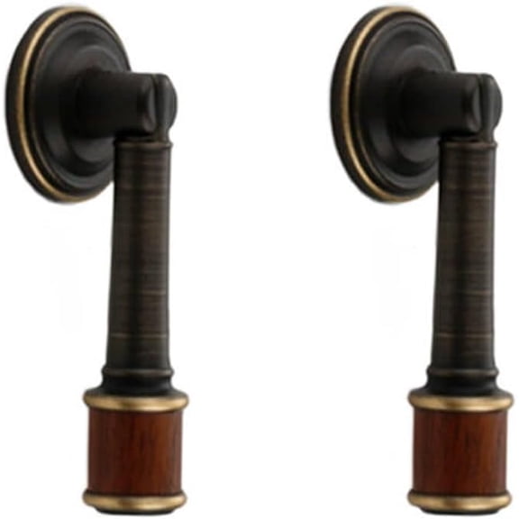 CATPAN 2Pcs Brass Walnut Drawer Pulls, Coffee Brass Cabinet Handles, Single Hole Cabinet Pull with Walnut Pendant, Antique Cabinet Door Handle for Home Kitchen Cabinets Drawers Dresser Cupboard