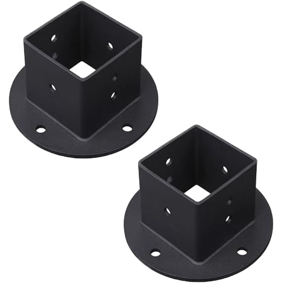 CATPAN 2Pcs Floor Flange 2x2 Post Anchor Base Heavy Duty Solid Square Fence Pole Base Black Wall Mount Brackets kit for Deck Railing Mailbox