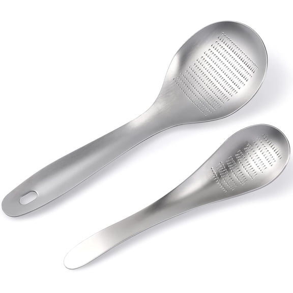 CATPAN 2pcs Stainless Steel Garlic Press Ginger Grater Zester Spoon Fruits Root Vegetable Zester Spoon
