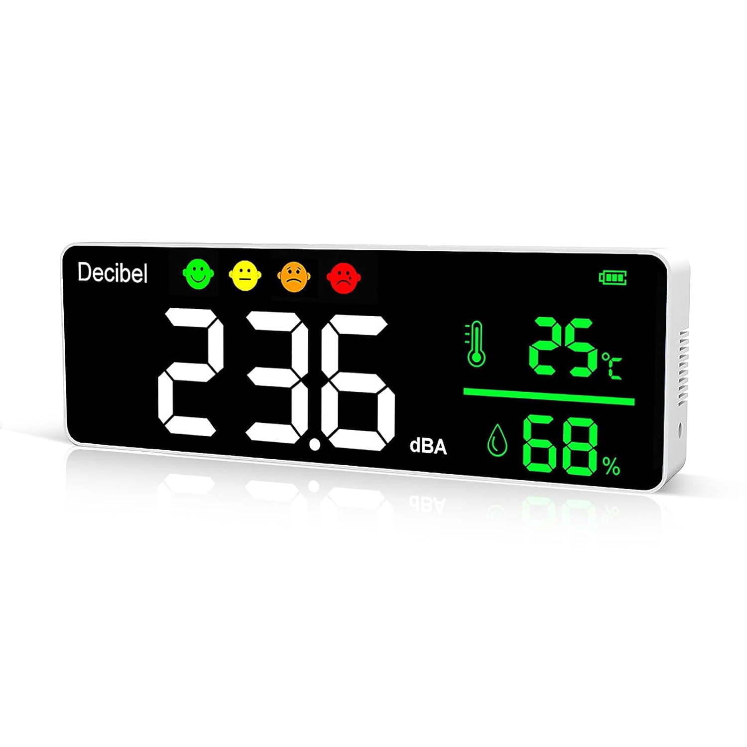 CATPAN 3-in-1 Decibel Meter Wall Hanging Sound Level Meter,11 Inch Classroom Noise Meter 30-130dB Range LED Display Noise Temperature Humidity Meter with Alarm Icons Indicator for Home,Studio,Factory