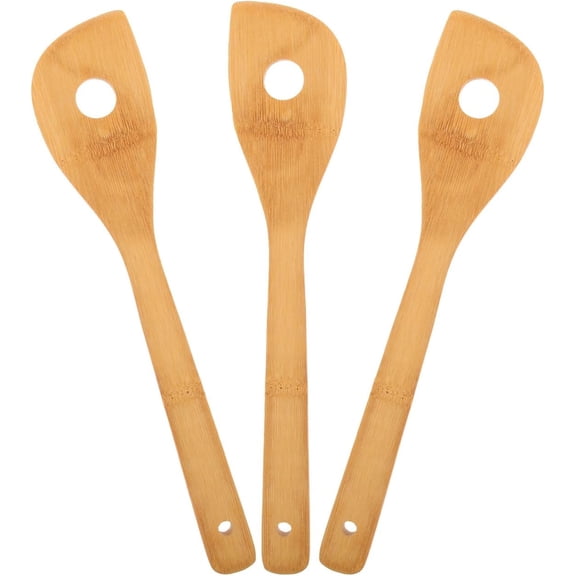 CATPAN 3Pcs Maple Wooden Spoons with Hole Egg Mixer Heat Resistant Wooden Cooking Utensils for Cooking Baking and Stirring Sauces