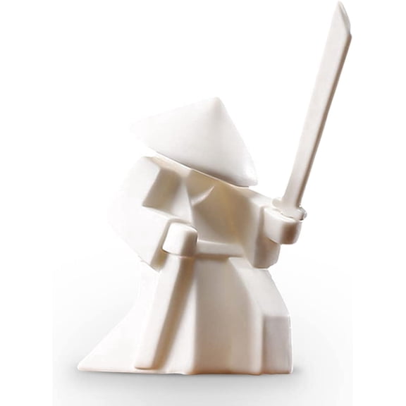 CATPAN 4.8" Tall Ceramic Warrior Statues,Made of ceramic,Kungfu Tea Pet Set Collectible Figurine, Small Samurai Knight Sculpture with Sword