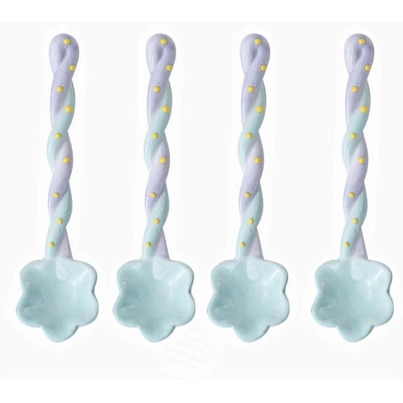 CATPAN(4 Pieces) Ceramic Long Handle Spoon House15cm/5.9 Inch Cute Stirring Coffee Girl Heart (light green)