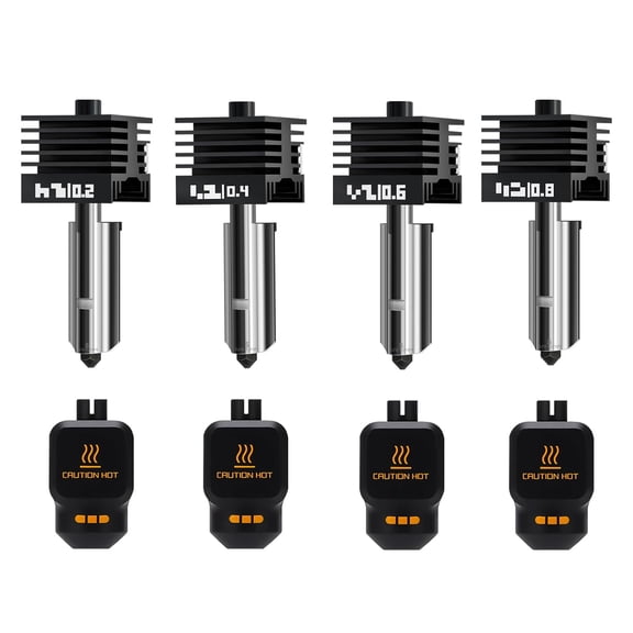 CATPAN 4Pack 0.2/0.4/0.6/0.8MM H2 Series/P2S Hotend for Bambu Lab H2D/H2S/H2C Combo/P2S 3D Printer, High Temperature Quick Swap Hardened Steel Nozzle Replacement 3D Printer Extruder