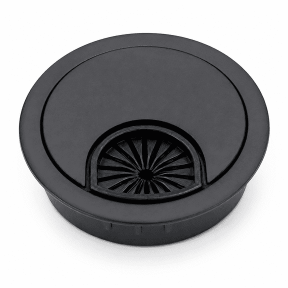 CATPAN 5pcs Desk Cable Grommet, 56 mm Black Desk Wire Organizer with Brush Cable Opening, Round Cord Management Cover for Office Desks, Computer Tables, Workstations