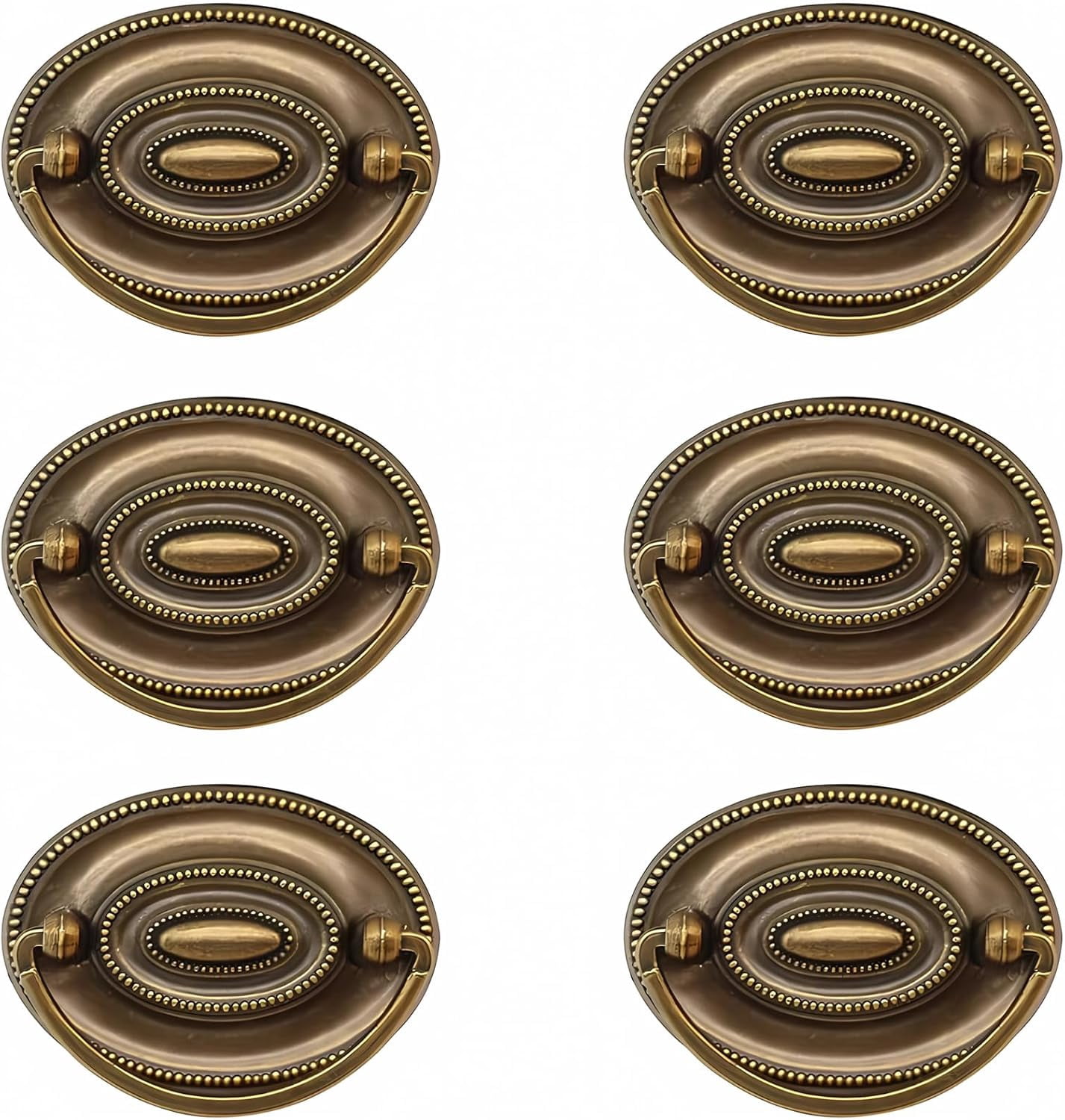 CATPAN 6 Pieces Antique Brass Drawer Pulls - Dresser and Cabinet Knobs, Kitchen Hardware for Cabinets, Handles for Dresser Drawers, Decorative Door Pulls (Antique Brass)
