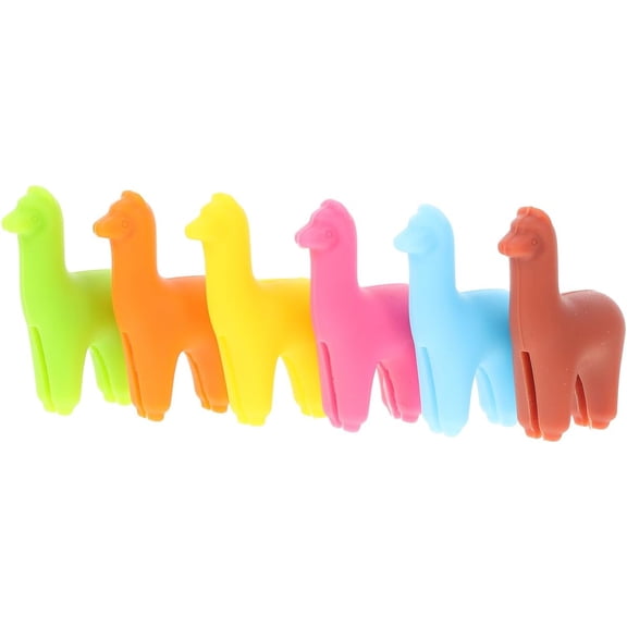 CATPAN 6pcs Wine Glass Charms Markers Silicone Alpaca Animal Drink Markers for Wine Glass Flutes Cocktails, Martinis