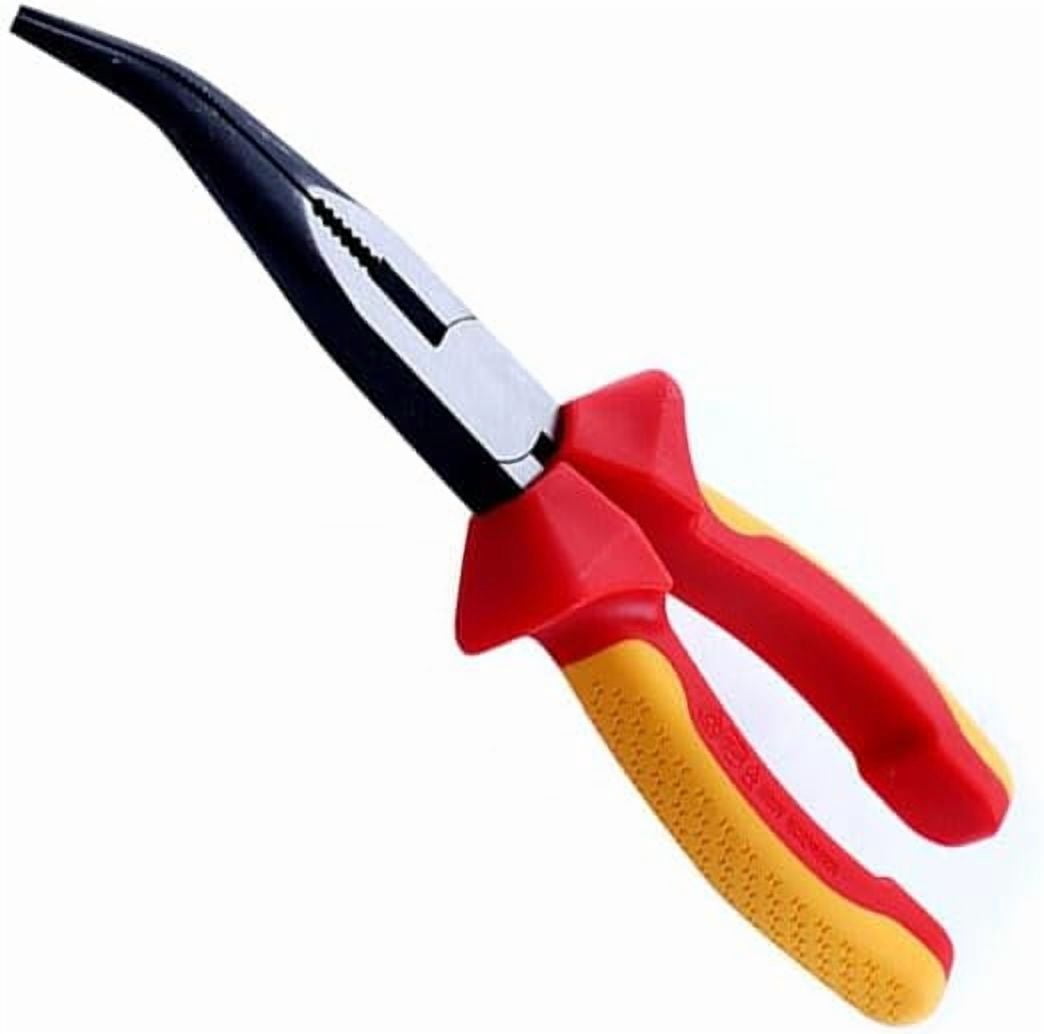 CATPAN 8-Inch Insulated Bent Needle Nose Pliers, 1000V High Voltage Resistant, Multifunctional Angled Pliers