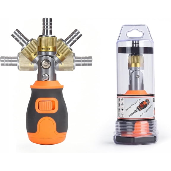 CATPAN 8-in-1 Magnetic Ratcheting Screwdriver Set with Phillips/Torx/Hex/Square Heads ,180 Pivoting Angle, Compact Electrician & DIY Hand Tool Kit Small Mini Set (Orange)