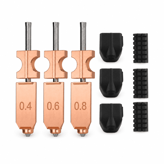 CATPAN AD5X Hotend Nozzle Kit Compatible with Flashforge AD5X, 0.4 0.6 0.8 mm Integrated metal Heating Block Assemblies with hardened steel nozzle and silicon rubber case, 3D Printer Accessory