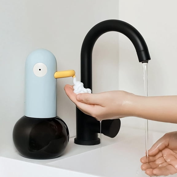 CATPAN Automatic Foaming Soap Dispenser, Duck Head Soap Dispenser 2-Speed Adjustable Touchless Cute Foaming Hand Soap Dispenser for Bathroom Kitchen, USB Rechargeable, 13.5oz (Blue)