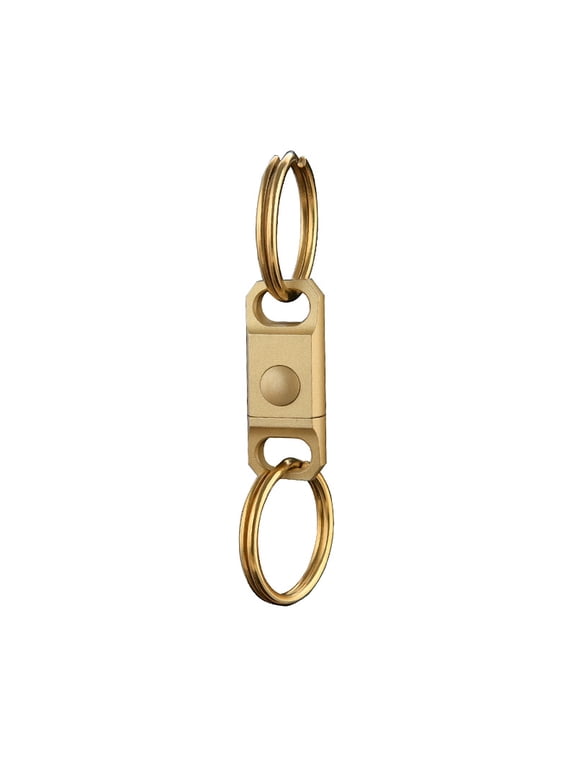 Brass Quick Release Keychain, Push Button Detachable Key Ring Connector with 2 Split Rings, 60 mm Compact Key Holder for Car Keys, House Keys, Backpacks and Everyday Carry