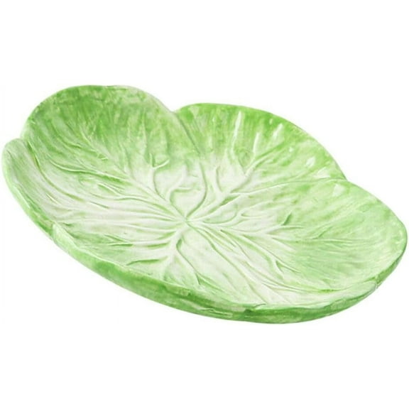 CATPAN Cabbage Dinner Plate Ceramic Sushi Dish Flower Shape Platter Trays Snack Platter Appetizer Plates Food Plate Porcelain Serving Trays For Steak Seafood Dessert Green
