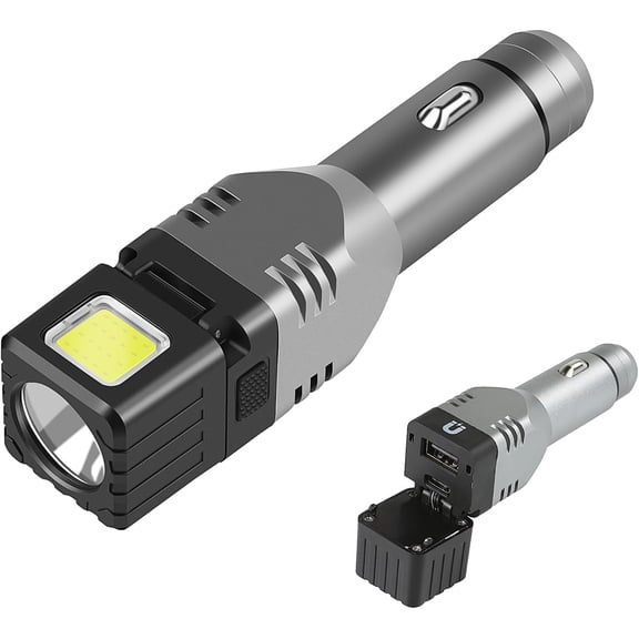 CATPAN Car Charger Flashlight, 12V Car Plug in Rechargeable Flashlight with 4 Lighting Modes, Cigarette Lighter Flashlight for Car, Charge in Car Emergency Small Flash Light