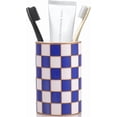 thumbnail image 1 of CATPAN Checkered Bathroom Toothbrush Holder, Bathroom Black and White Ceramic Toothbrush Holder, Modern Toothbrush Box, Used for Bathroom countertop Storage Rack, Checkered Bathroom Decoration (Blue), 1 of 18