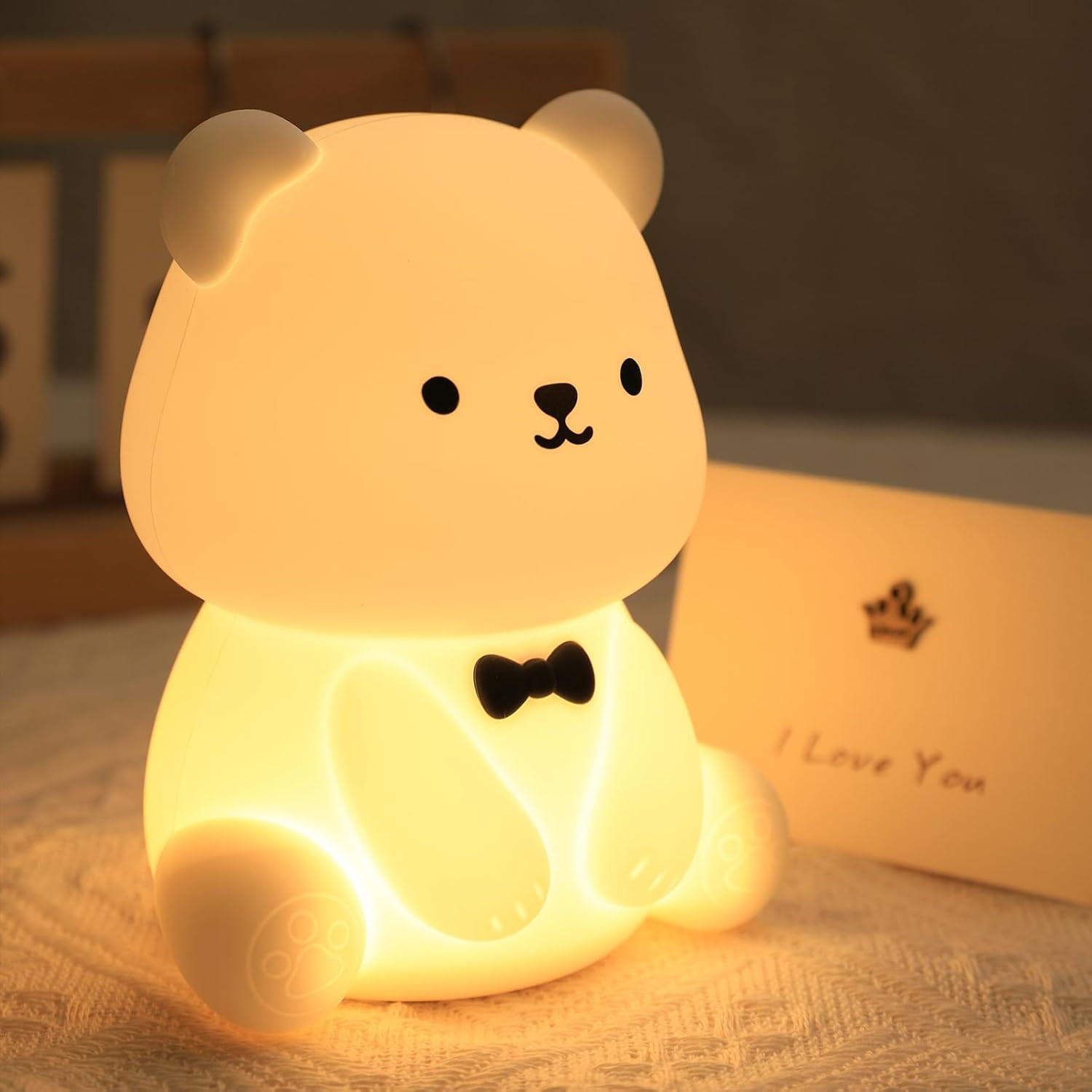 CATPAN Cute Bear Night Light, Kids Night Light for Boys Girls Bedroom USB Rechargeable Silicone Animal Light, Baby Nursery Beside Lamp, Bear Gifts