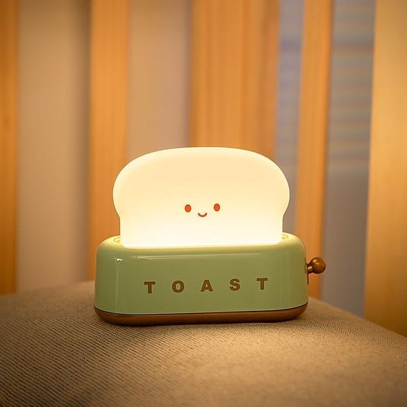 CATPAN Cute Desk Decor Toaster Lamp, Kawaii LED Toast Bread Night Light Rechargeable, Table Night Lamp for Kids Room Table Desk Bedroom Decorations,Christmas Gifts Ideas for Baby Girls Teens (Pink)