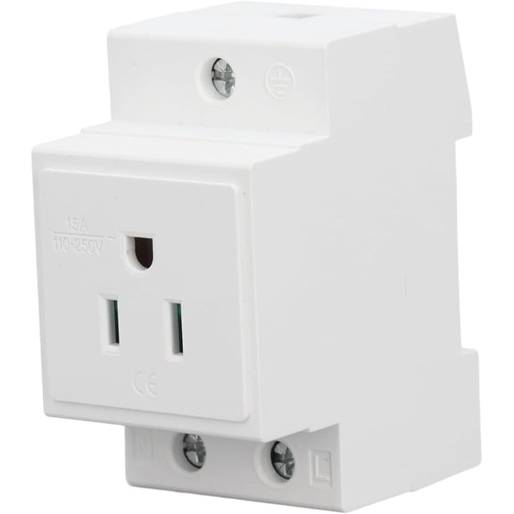 CATPAN DIN Rail Socket, DIN Rail Mount Modular Power Socket Single AC Outlet, Built in Protective Outlet for Distribution Panel (US AC110?250V 15A)