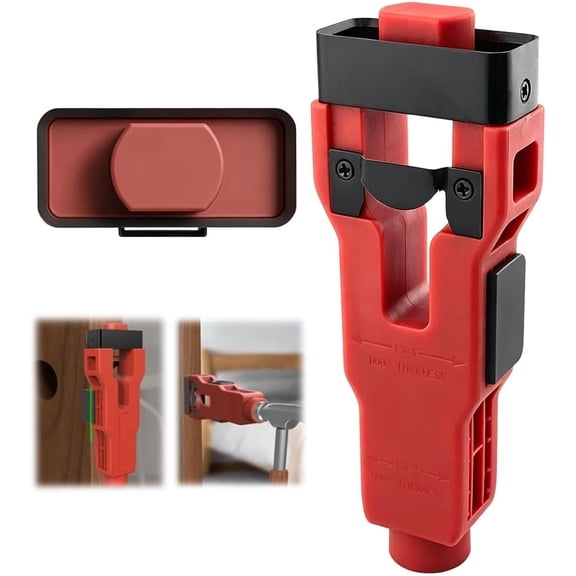 CATPAN Door Latch Mortise Tool, Accurate Scoring & Chiseling Installation Kit, Professional Door Latch Jig for Fast, Accurate Door Hardware Fitting,Wood Door Designed(Red)