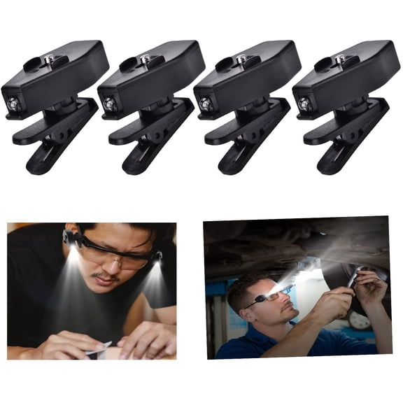 CATPAN Eyeglass Clip Light Mini LED Clip On Adjustable LED Night Lamp 360 Degree Rotatable Light for Night Reading Camping Fishing Appliance Maintenance2 Pairs 