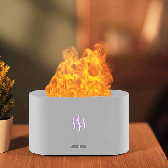 CATPAN Flame Aromatherapy Machine, Aroma Expander, Home Office Table Seven Color Flame Ultra Silent Air Humidifier, Aroma Diffuser (White Aromatherapy Machine)