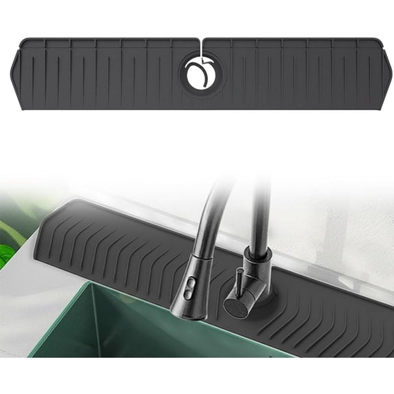 CATPAN Foldable Kitchen Sink Faucet Mat, 76CM Thickened Faucet Mat for Kitchen Sink, Multi-Purpose Splash Guard & Drying Pad with Adjustable Holes & Snap Lock (Black)