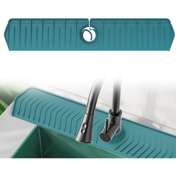 CATPAN Foldable Kitchen Sink Faucet Mat, 76CM Thickened Faucet Mat for Kitchen Sink, Multi-Purpose Splash Guard & Drying Pad with Adjustable Holes & Snap Lock (Green)