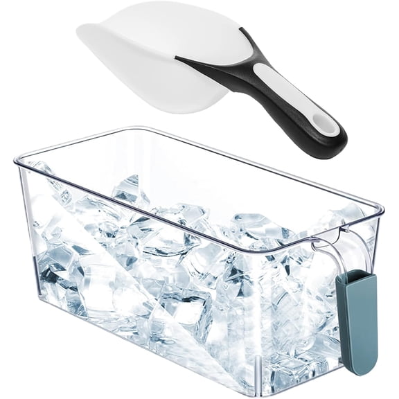 CATPAN Freezer Ice Bucket with Scoop: Ice Cubes Bverage Tub,Acrylic Ice Bucket for Storing Ice Cubes Vegetables Fruits (Blue, Small)