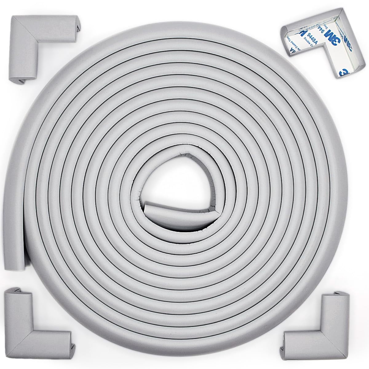 CATPAN HeftyFit Edge Corner Protector Baby Proofing (Large 15ft Edge 4 Corners), Heavy-Duty, Soft NBR Rubber Foam, Furniture Fireplace Safety Bumper Guard, 3M Adhesive, Oyster White (Oyster White)