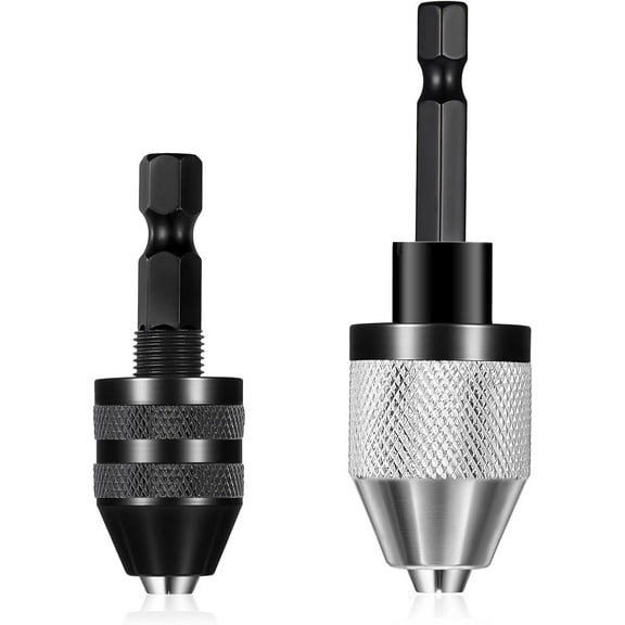 CATPAN Keyless Drill Chuck for Impact Driver, 1/4 Inch Hex Shank Drill Chuck Fast Change Converter Extension Drills Bit Adapter Keyless Chucks, Chucks Conversion Adapter in 0.3-3.6mm, 0.3-6.5mm2pcs