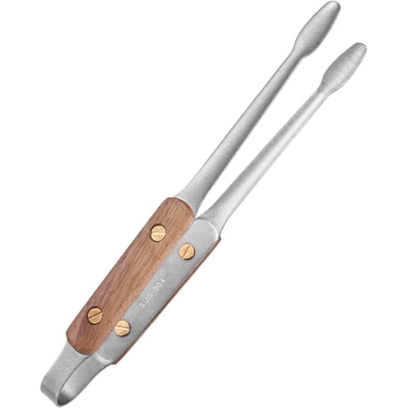 CATPAN Kitchen Tongs,Metal Tweezers for Cooking,Reptile Feeding Tongs,Long Forceps for Aquarium Plant, Multifunctional forceps,Rust-proof(Silvery Walnut-9.5"/1Pcs)