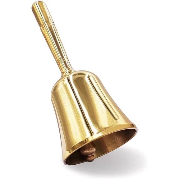 CATPAN Loud Hand Call Bell,Solid Brass Dinner Bell Service Bell Pet Training Bell Jingle Bell,Gold