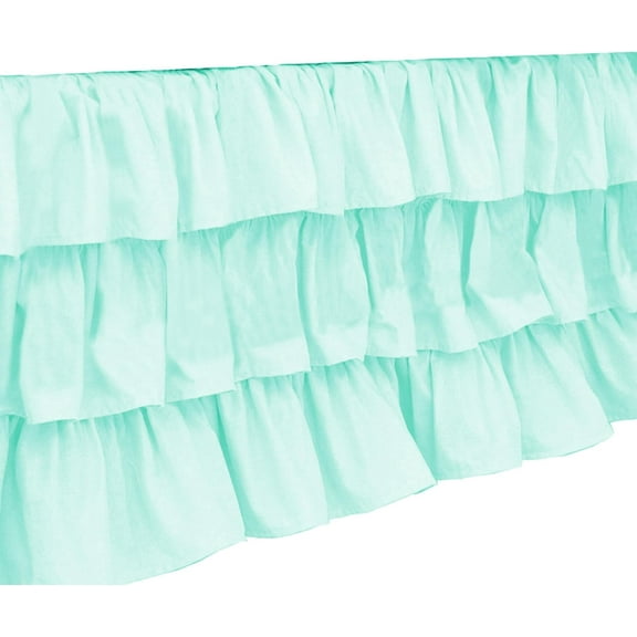 CATPAN Mini Crib Bed Skirt : 18" Drop Ruffles Crib Skirt Girl,3-Layer Crib Skirt for Nursery Decor,Mini Crib Skirt Easy to Change and Clean,Soft and Comfortable,28" W,52" L(Green)