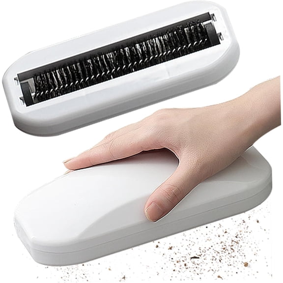 CATPAN Multi-Functional Table Crumb Sweeper, Handy Rolling Bed Sweeping Brush, Handheld Crumb Sweeper, Soft Bristles Debris Collector for Table, Mat, Bed Sheets, Sofas, Clothes Cleaning Brush (White)