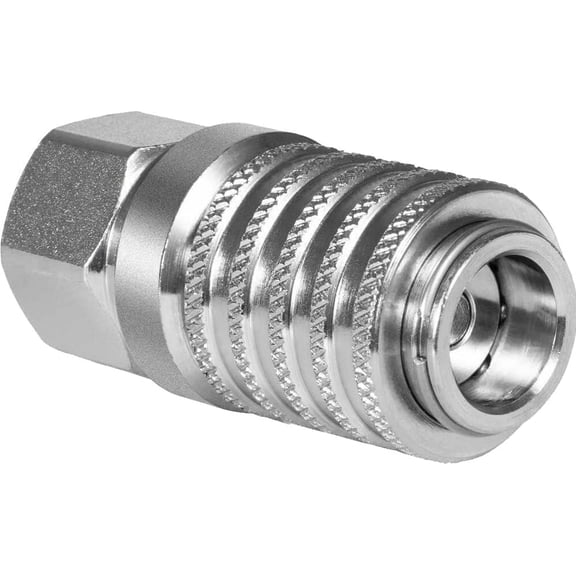 CATPAN PD242 Series PD Steel Test Port Quick Coupler for Diagnostic Equipment Internal Pipe with Female Pipe Thread, 1/8" Body Size, 1/4"-18 NPTF Thread Size, 2.12" Length-Heavy Duty