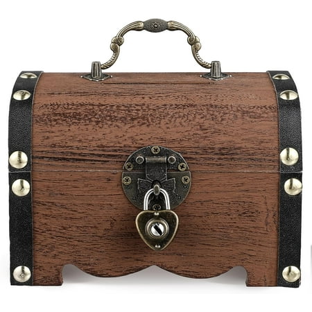 CATPAN Piggy Bank: Vintage Wood Treasure Chest - Rustic Wooden Piggy Bank Treasure Chest with Lock Key for Wedding Home Decor, 5.65 * 4inch price history and forecast - CATPAN