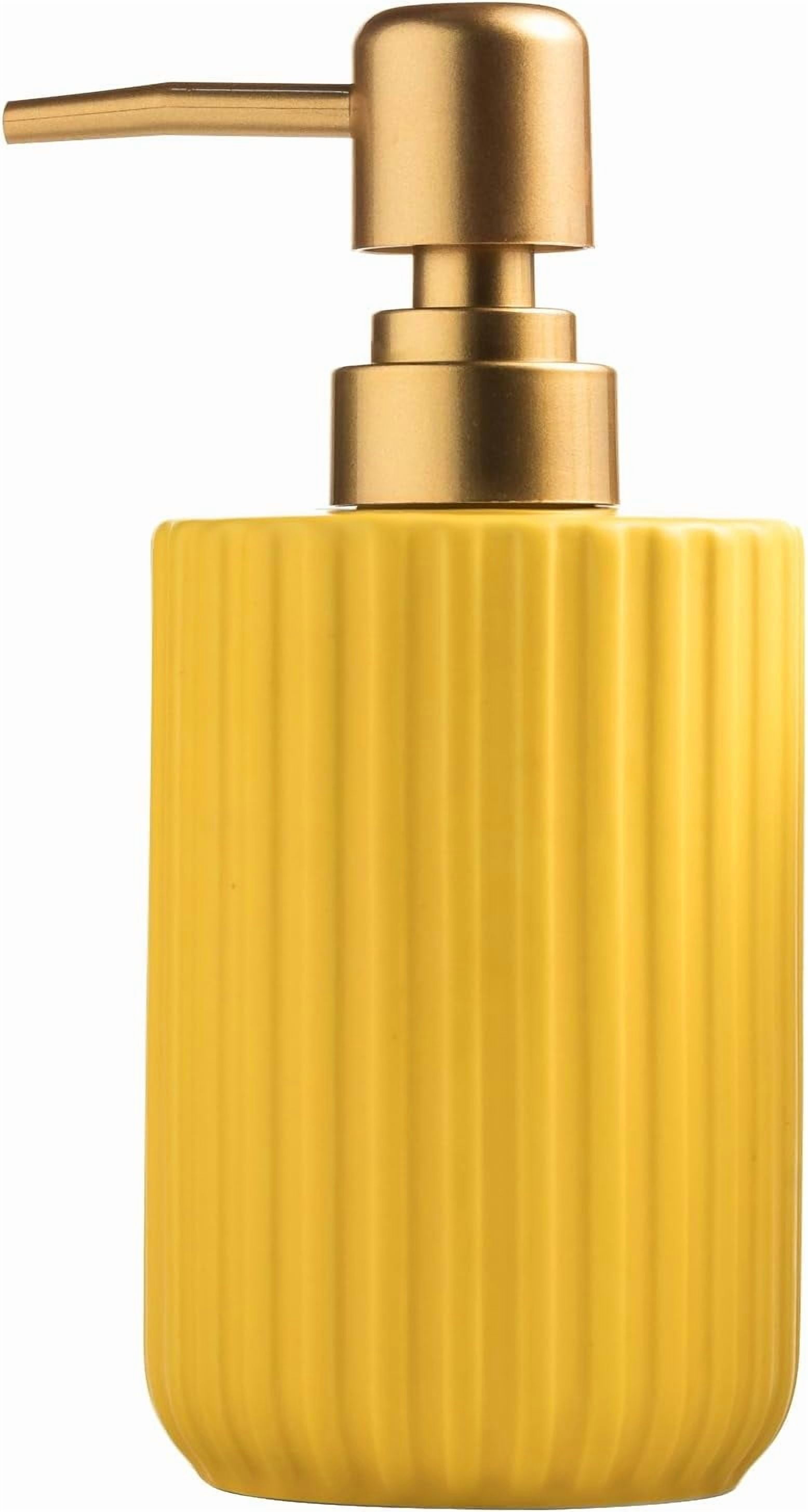 CATPAN Premium Matte Yellow Hand Soap Dispenser Set, Resin Liquid Soap Dispenser for Bathroom Countertop, 10.5oz