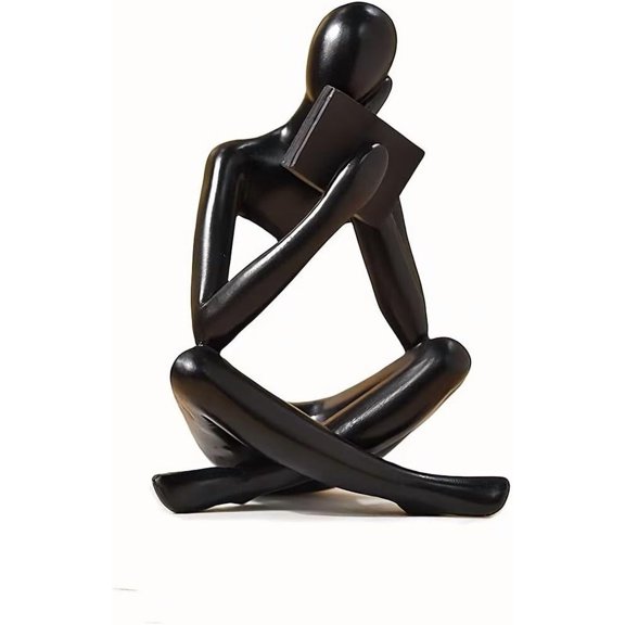 CATPAN Reading Women Statue Abstract Thinker Sculpture Figurine Aesthetic Ornament for Home Office Table Desk Bookshelf Decor Black B