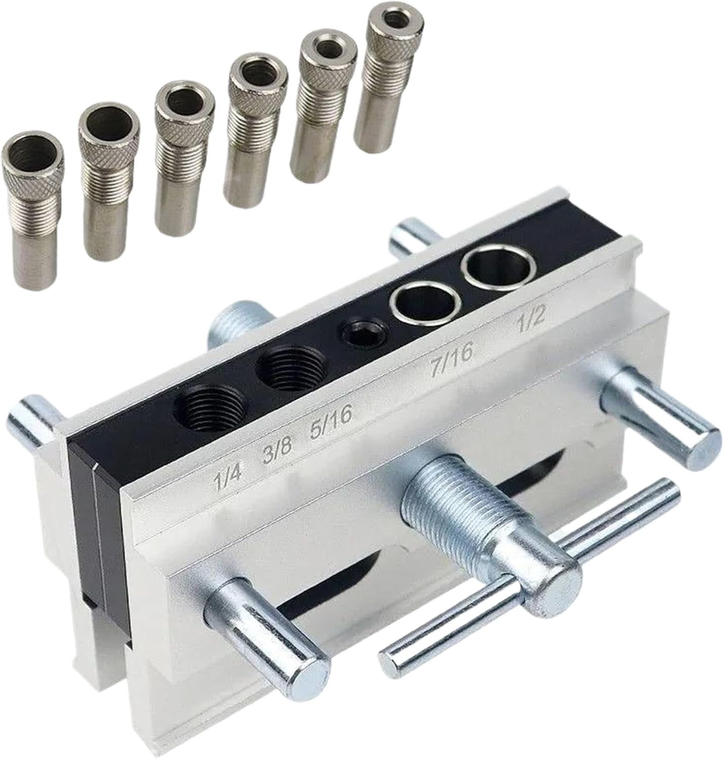 CATPAN Self Centering Dowel Jig, High Precision Drill Guide for Woodworking, Durable Aluminum & Steel, Adjustable Clamp, Easy Setup, Universal Design, Ideal for Straight Holes, DIY & Pro Projects