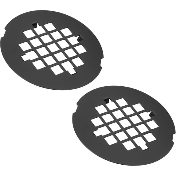 CATPAN Shower Drain Cover 4-1/4" OD, 2 Pcs 304 Stainless Steel Round Snap-in Shower Drain Strainer Grid Replacement Cover for Bathroom Floor Lawns Landscaped Walkways Patios, Black