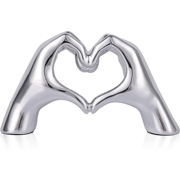 CATPAN Silver Heart Hand Decorative Sculpture, Room Home Decor Aesthetics for Office, Living Room, Coffee Table, Dining Table, Center Entrance, entryway, TV Stand, Tabletop Decorations.
