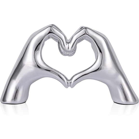 CATPAN Silver Heart Hand Decorative Sculpture, Room Home Decor Aesthetics for Office, Living Room, Coffee Table, Dining Table, Center Entrance, entryway, TV Stand, Tabletop Decorations.