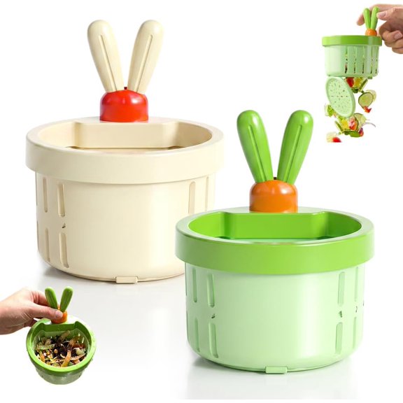 CATPAN Sink Drain Strainer, Press to Dump Sink Strainer, Kitchen Sink Strainer Basket with Lifting Handle,Waste Collector Fun Sink Accessory for Sink, Sink Food Catcher for Kitchen (White + Green)